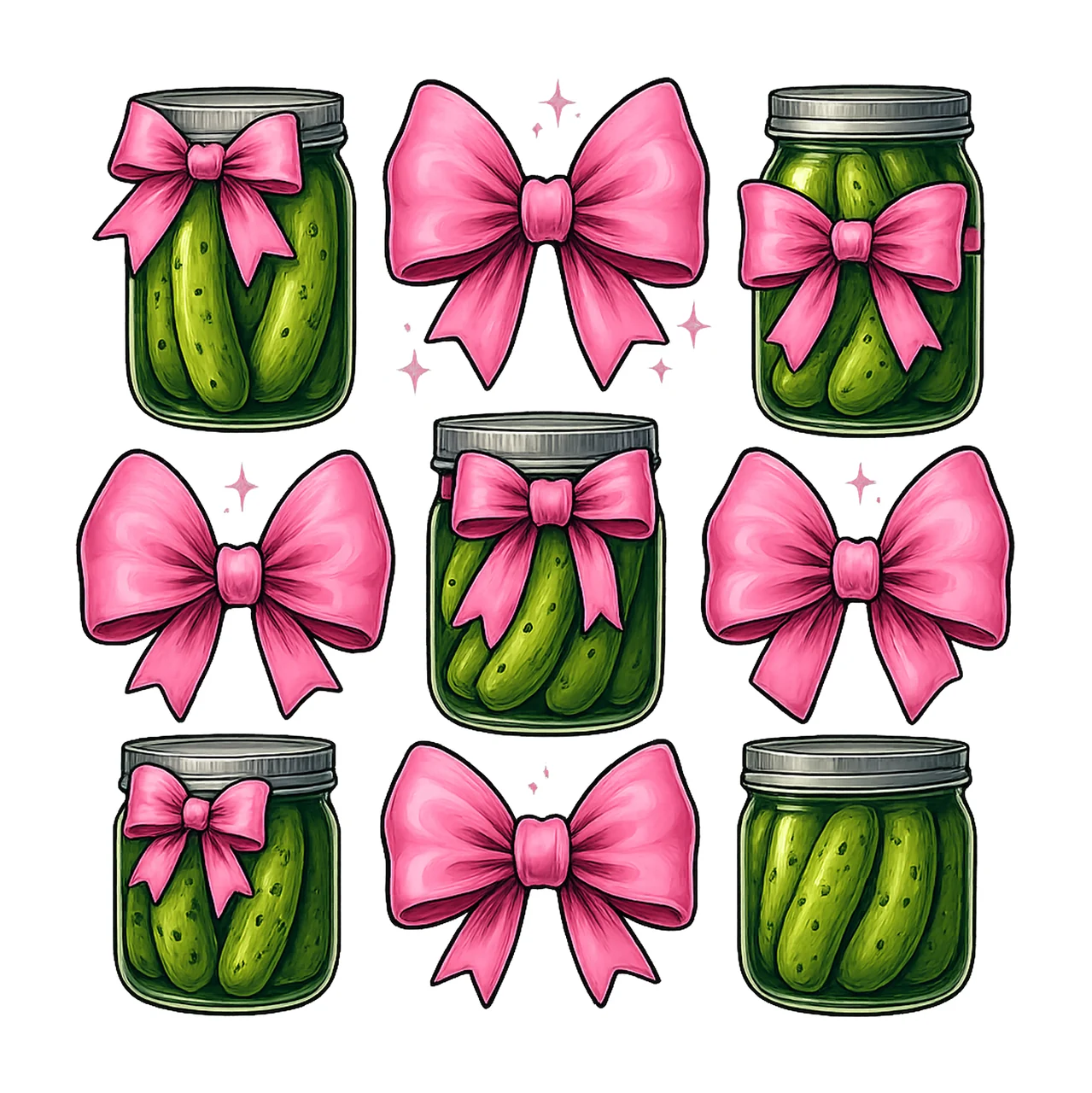 Coquette Pickle Funny Pickle Lover Pink Coquette Bows Trendy