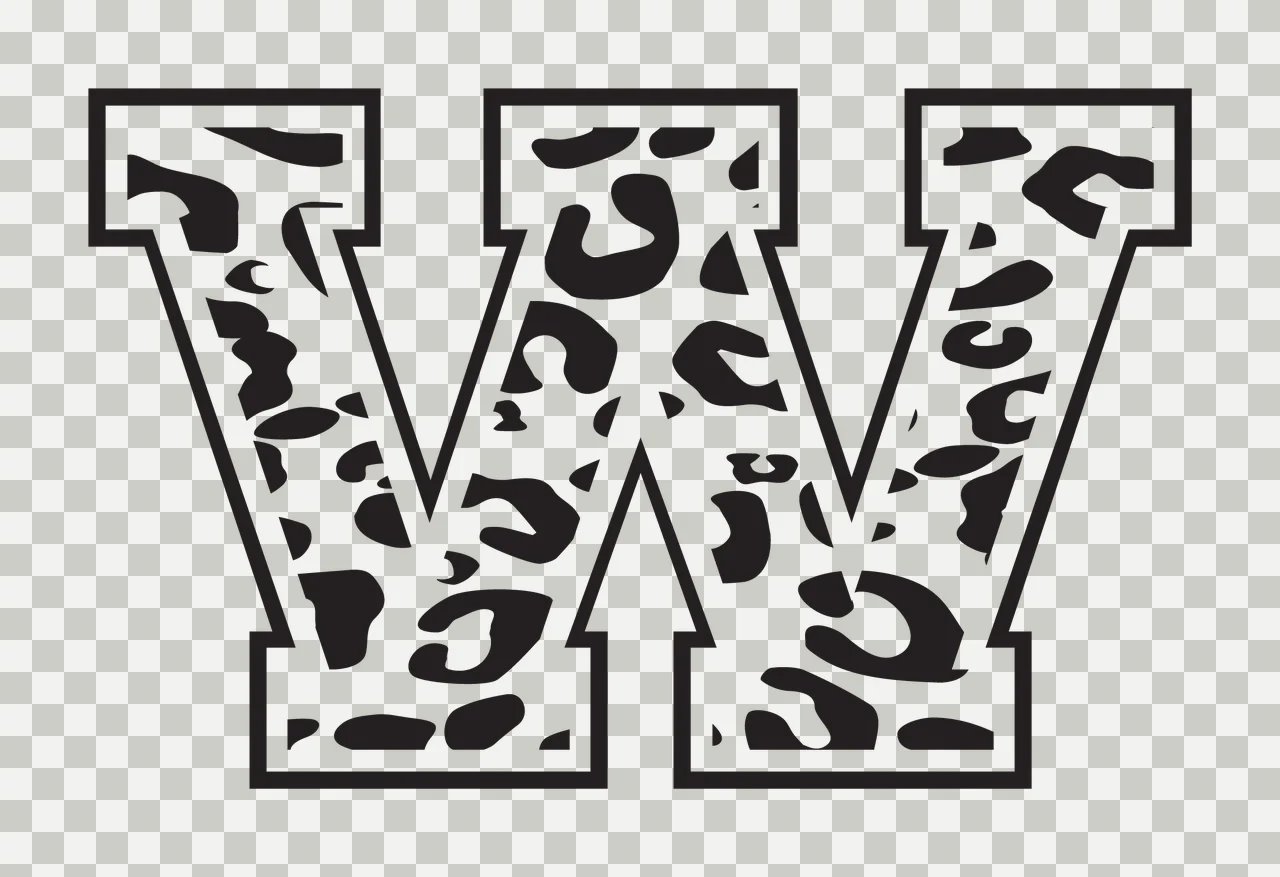 Black Varsity Half Font Leopard Character 14 print animal cheetah transparency and detail preview thumbnail
