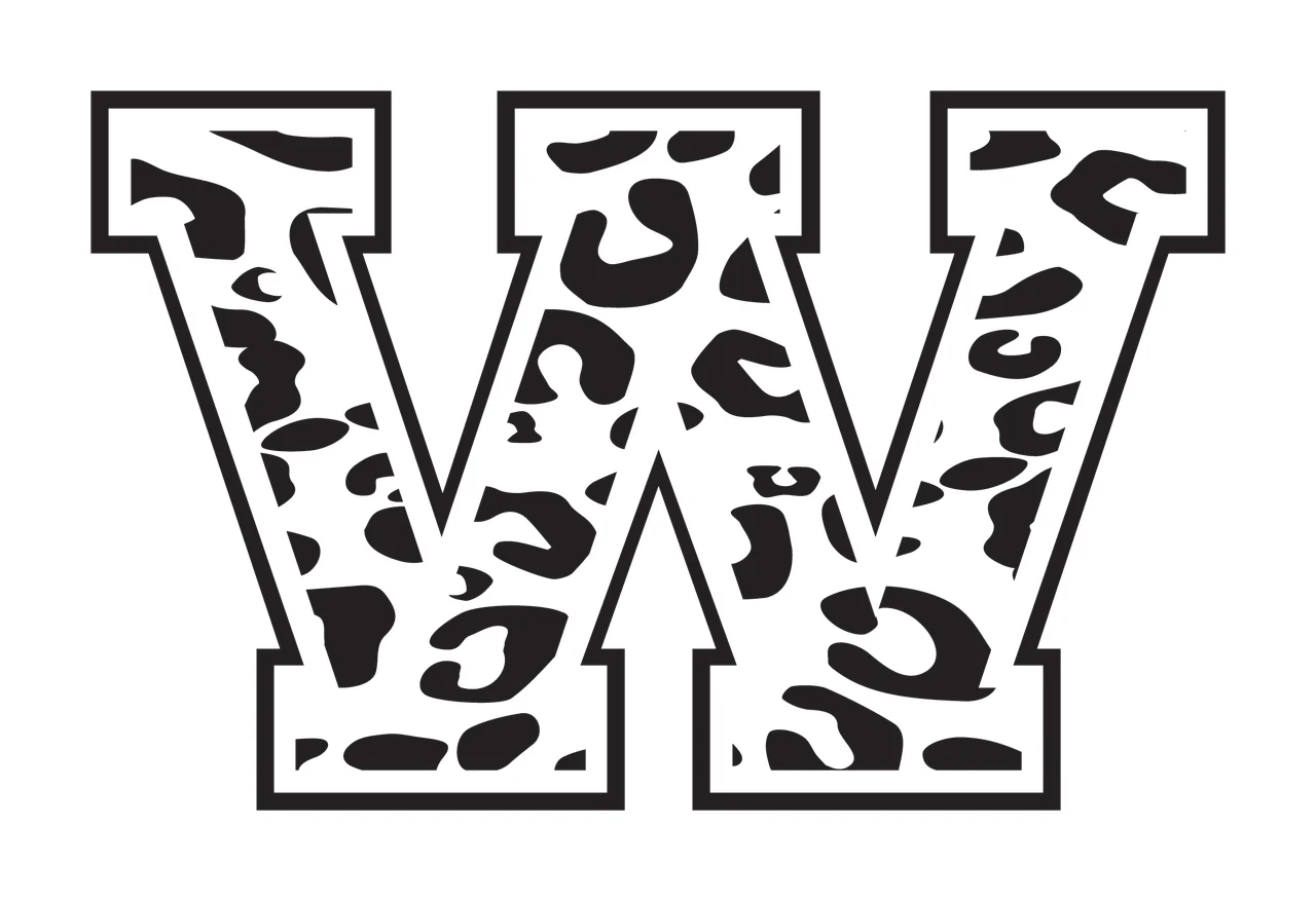 Black Varsity Half Font Leopard Character 14 print animal cheetah