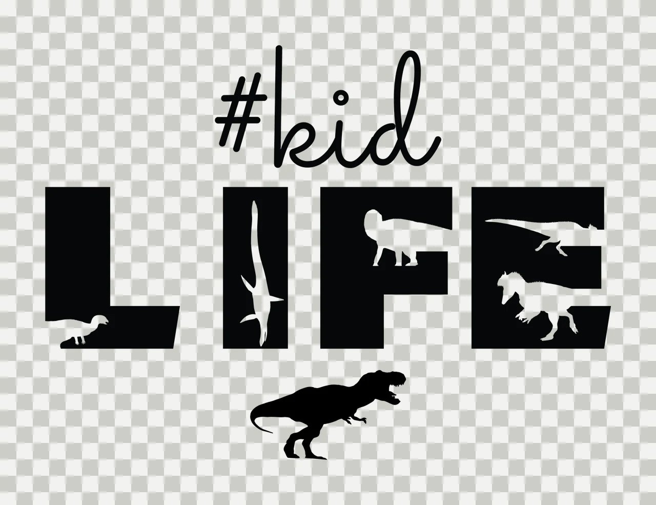 Kid Life Dinosaur Text With Dinosaurs transparency and detail preview thumbnail