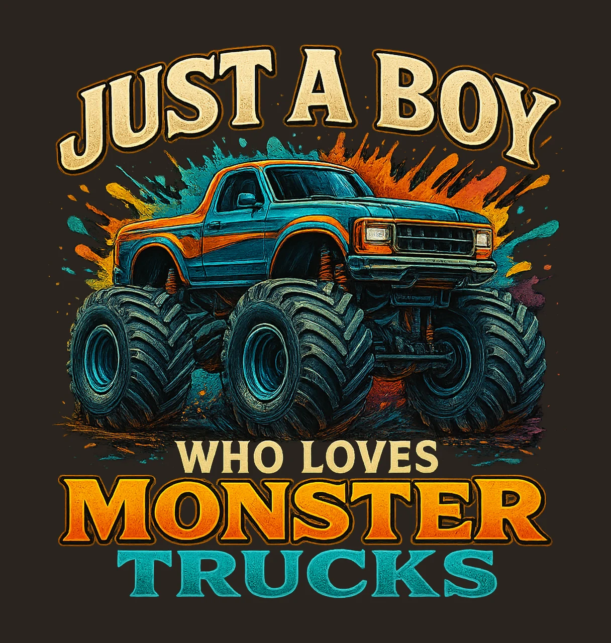Boy Loves Monster Trucks Kids Truck Design Variation B contrast preview thumbnail