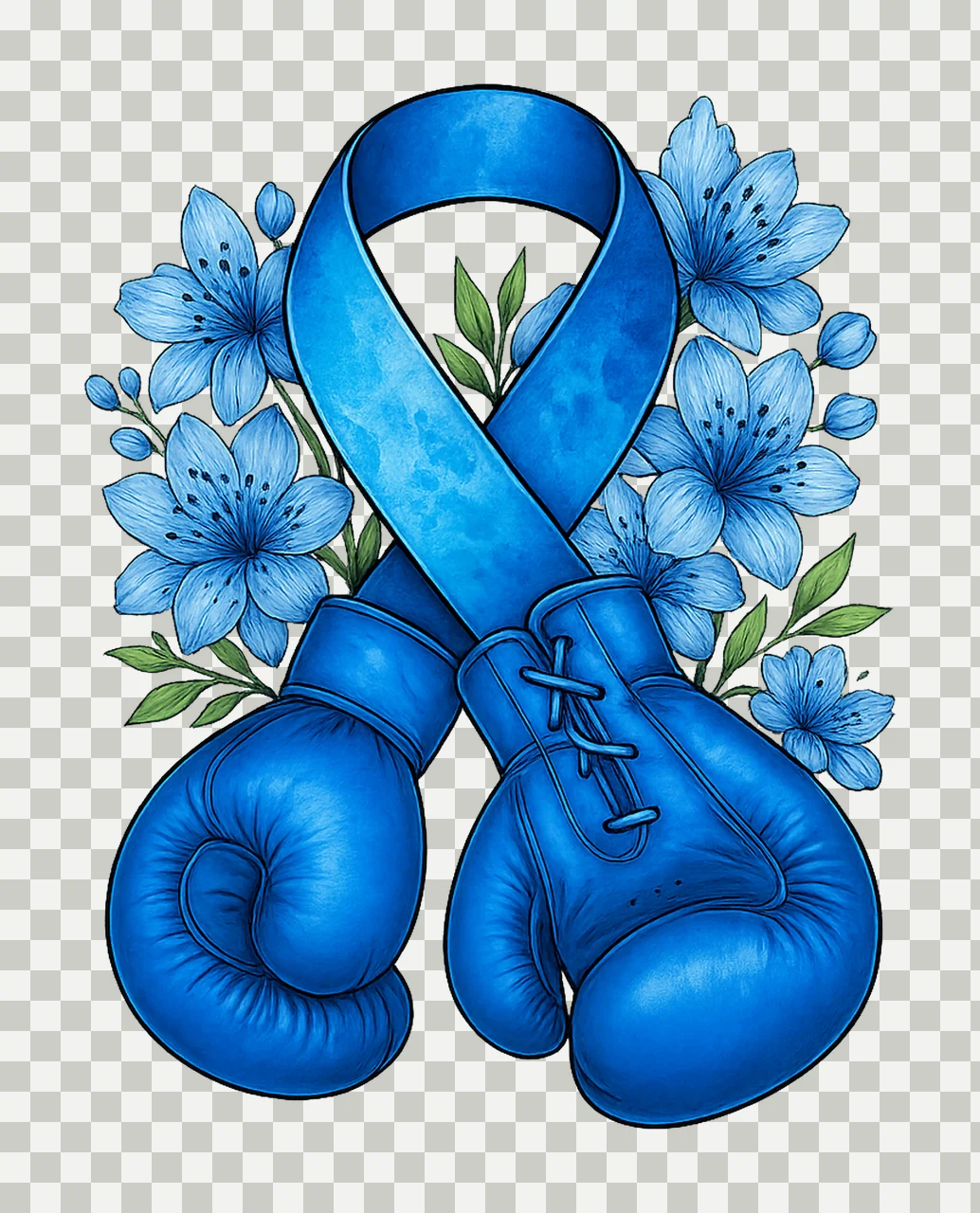 Blue ribbon with boxing gloves sublimation design download transparency and detail preview thumbnail