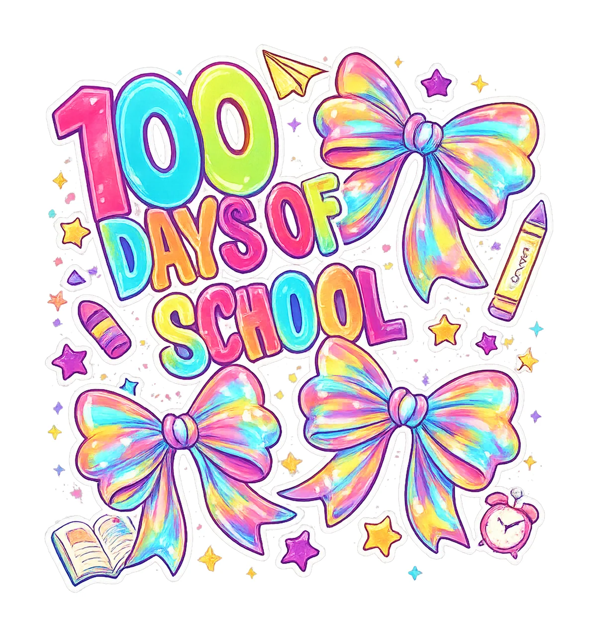 100 Days of School Coquette Bow Pencil Teacher Design Preppy