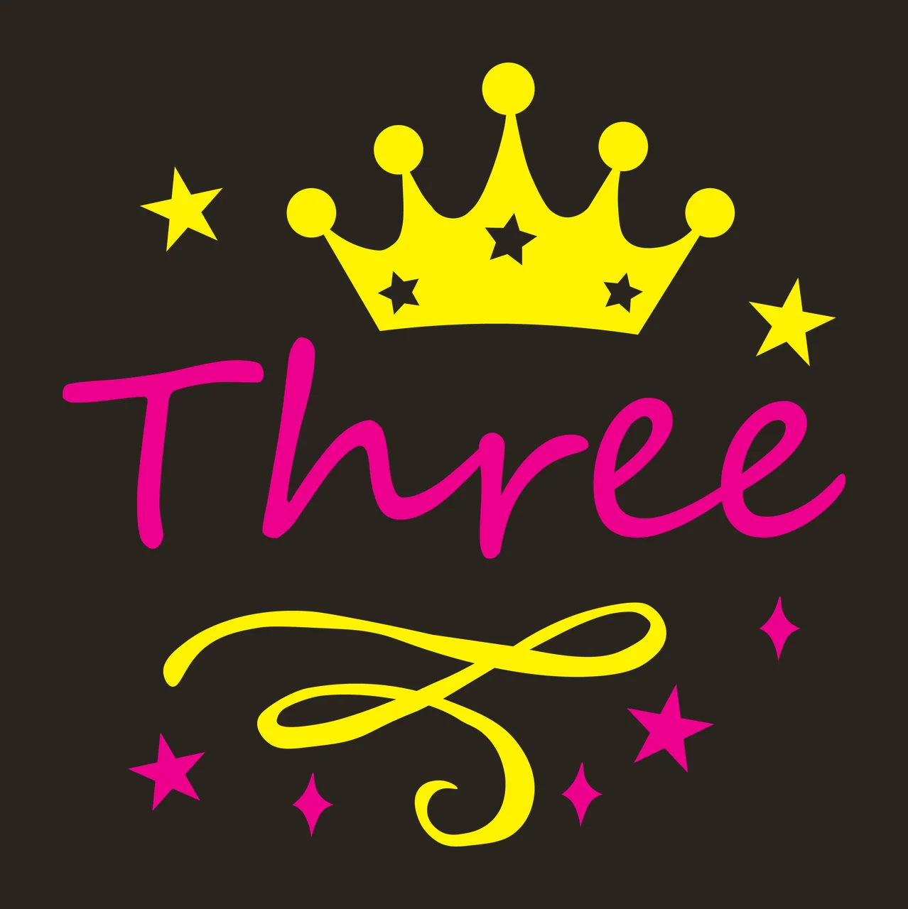 Three Text With Crown And Stars black white typography decorative contrast preview thumbnail