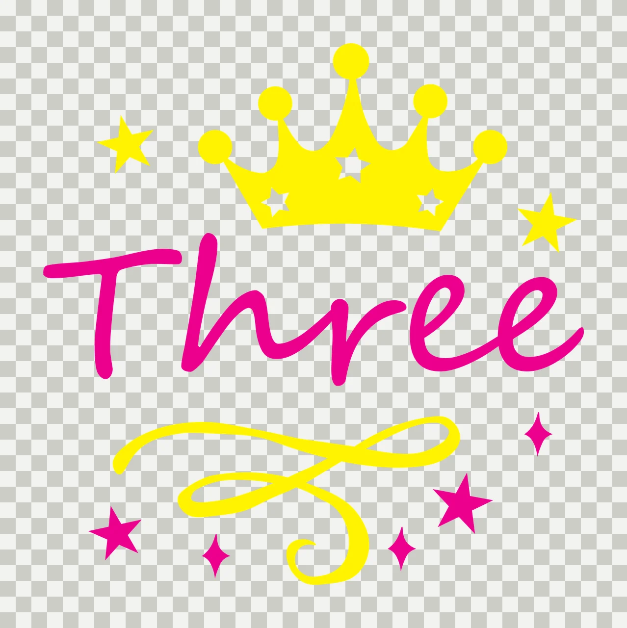 Three Text With Crown And Stars black white typography decorative transparency and detail preview thumbnail