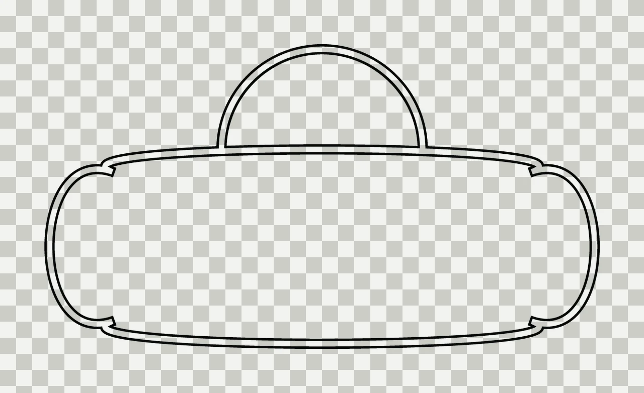 Simple Line Art Outline Of A Rounded Decorative badge handle transparency and detail preview thumbnail