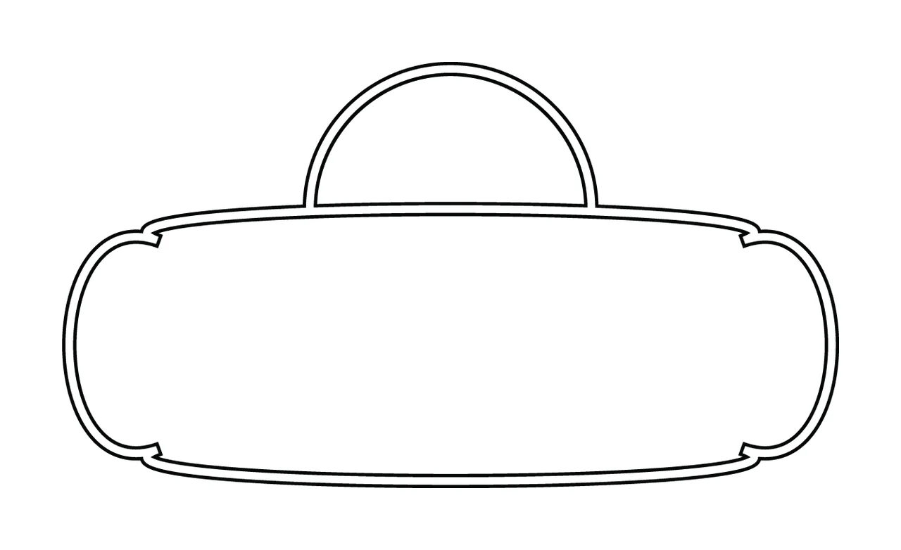 Simple Line Art Outline Of A Rounded Decorative badge handle