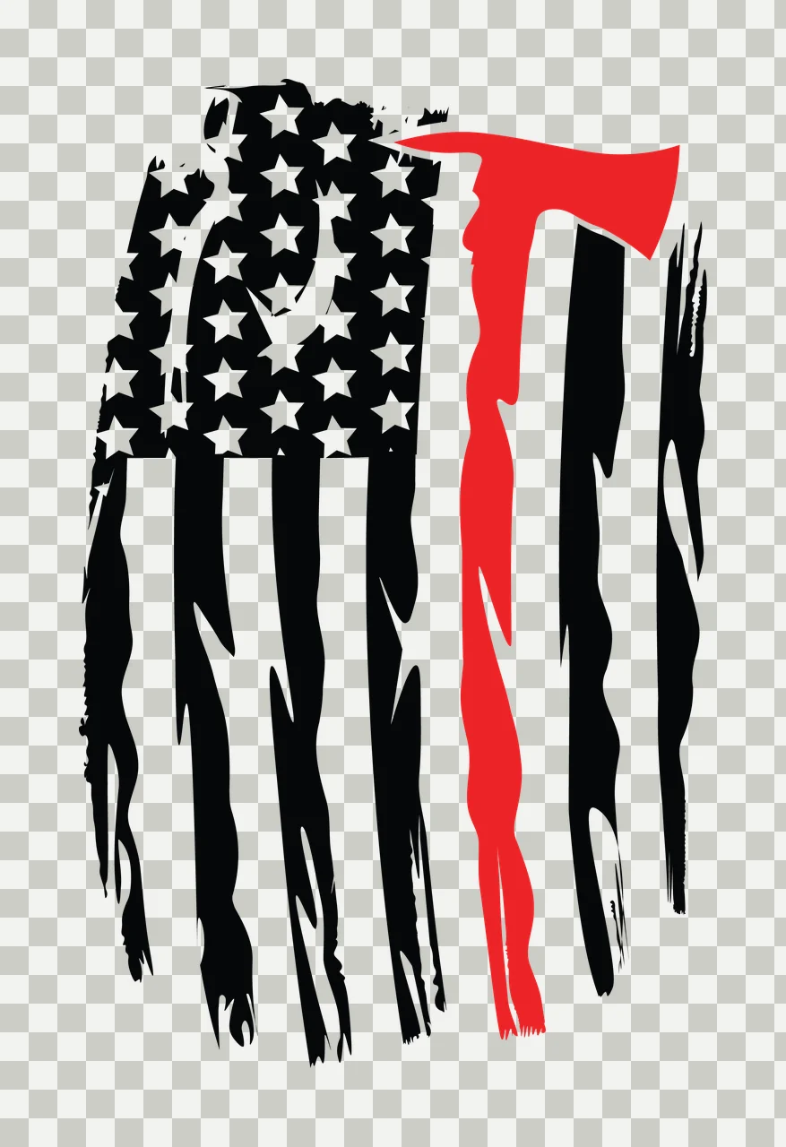 Flag A Vertical Distressed Striped With Hatchet Silhouette stars transparency and detail preview thumbnail