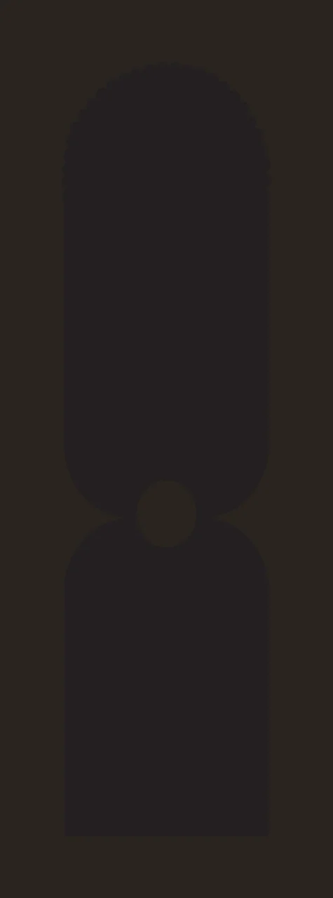 Scalloped rounded silhouette Illustration with scalloped top edge, tall rounded body, circular white cutout and rounded base in black contrast preview thumbnail