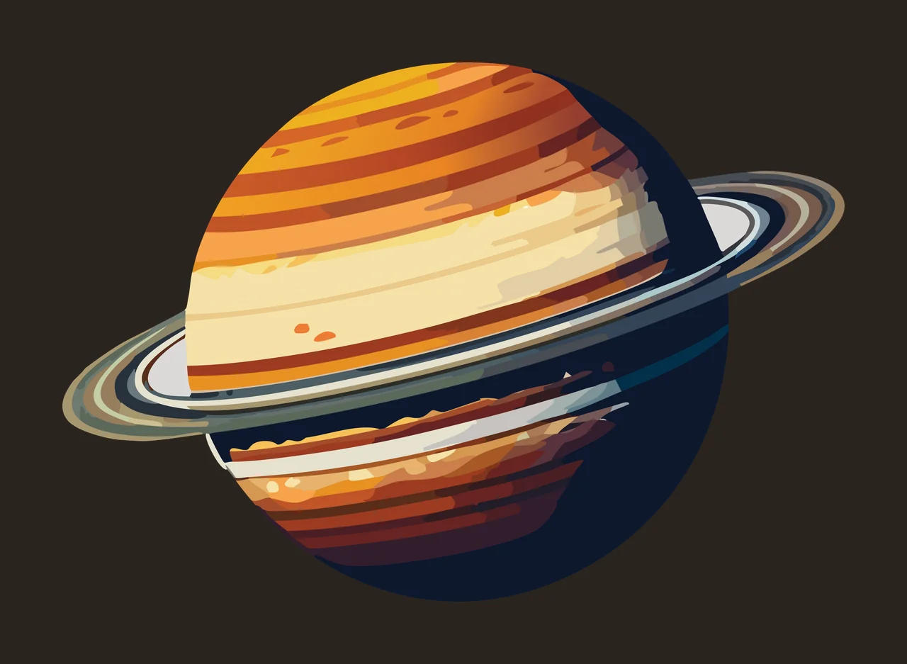 Space Black Engraved Ringed Planet Illustration display rings contrast preview thumbnail
