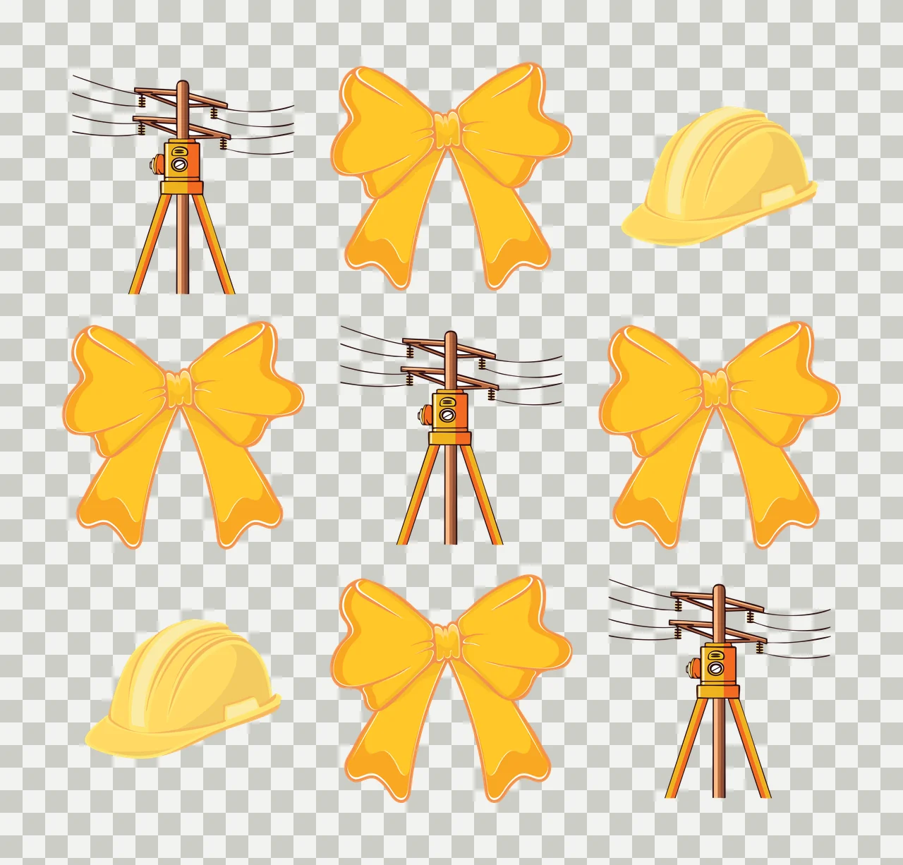 Bow Utility Pole Silhouette And Set poles patterned bows hard hats transparency and detail preview thumbnail