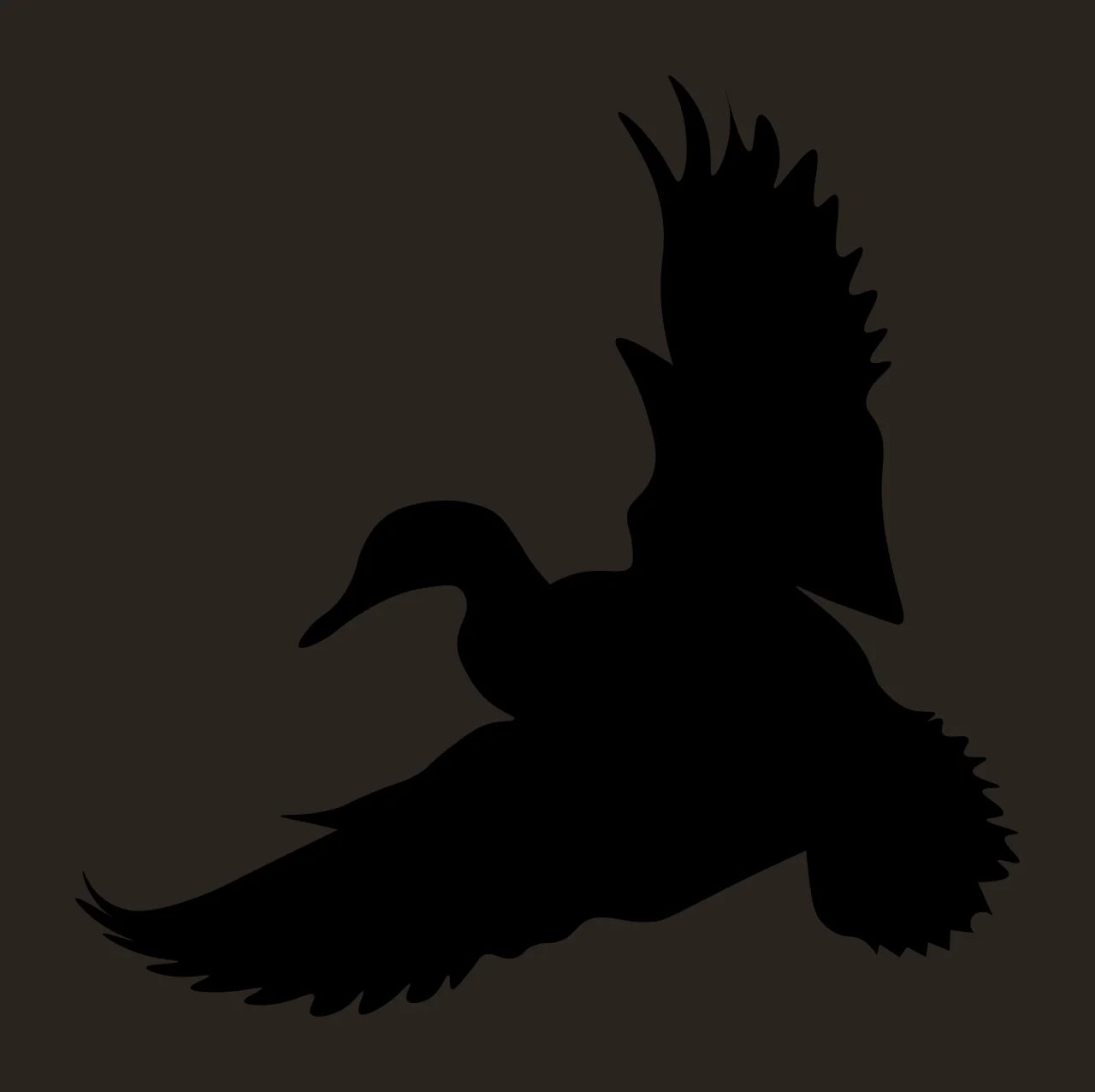 Duck Flying Silhouette In Profile View wings head tail black contrast preview thumbnail