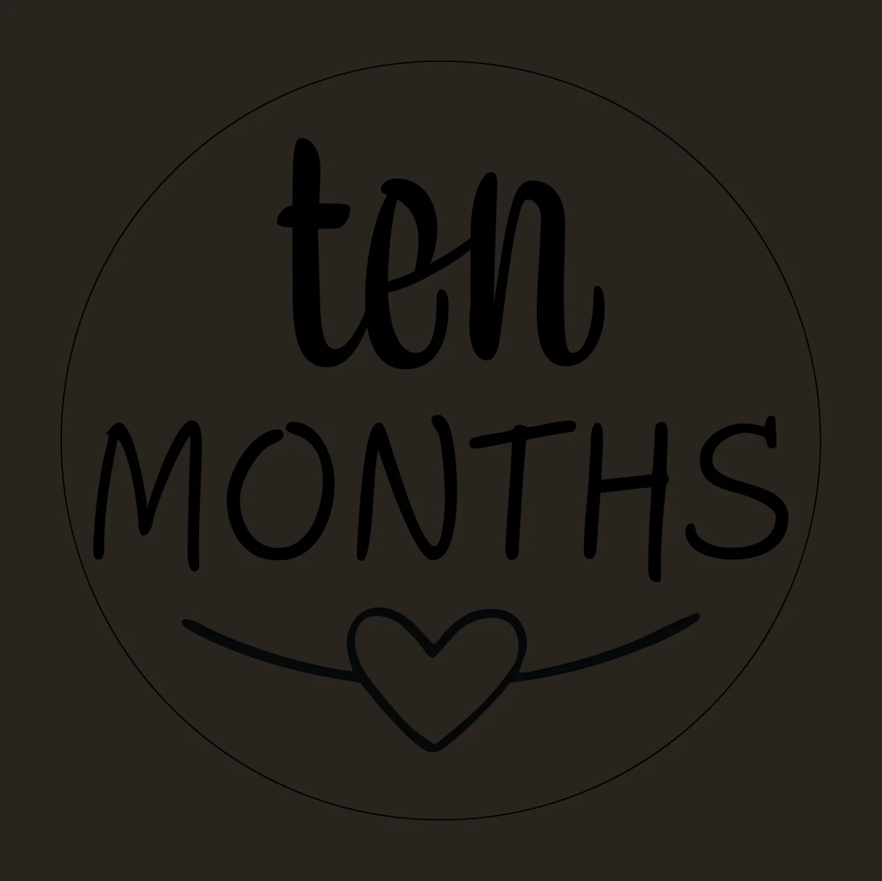 Baby Ten Months Circular Label With Text Heart Circle Line art contrast preview thumbnail