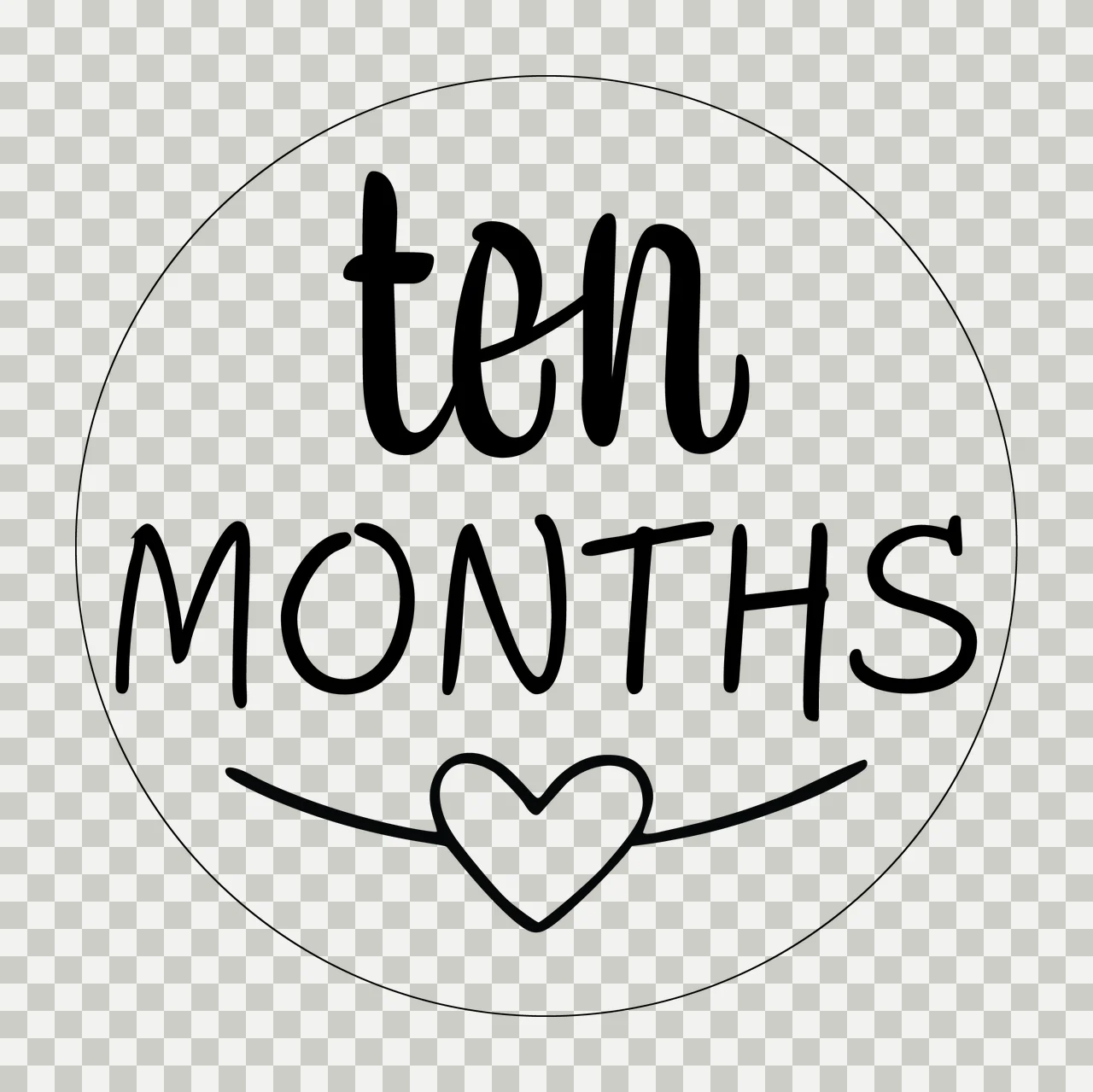 Baby Ten Months Circular Label With Text Heart Circle Line art transparency and detail preview thumbnail