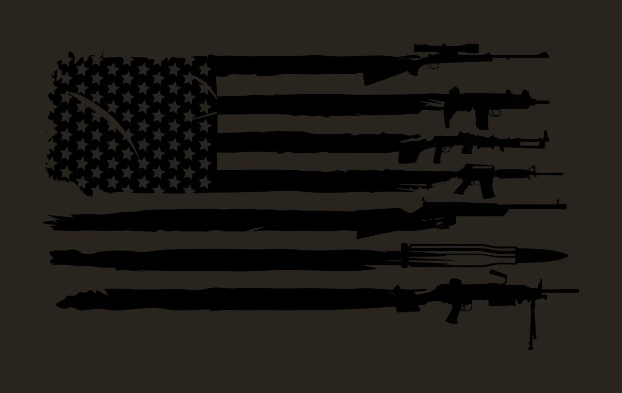 Flag American Made Of Firearms stationary rifle machine gun contrast preview thumbnail