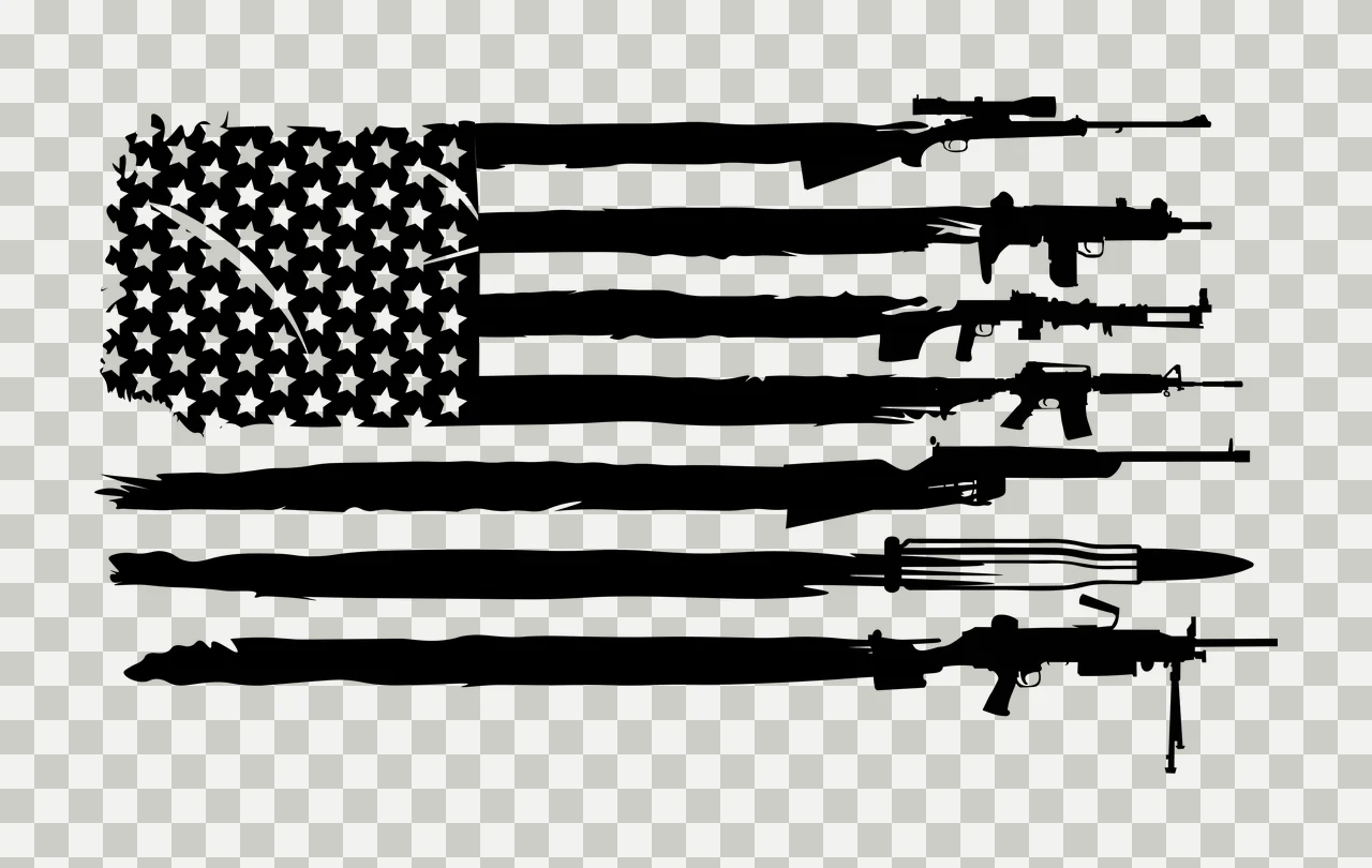 Flag American Made Of Firearms stationary rifle machine gun transparency and detail preview thumbnail