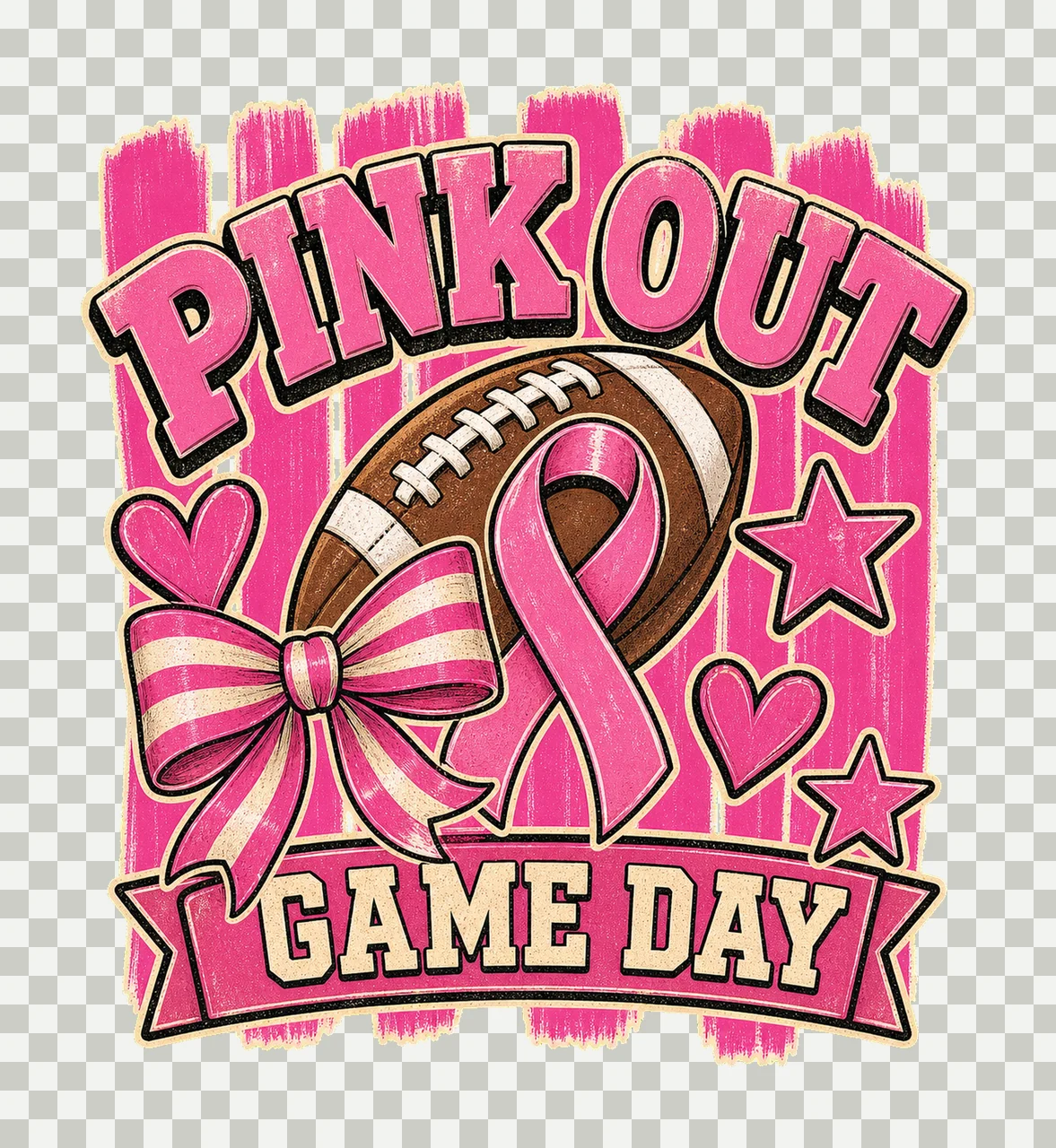 Pink Out Game Day Breast Cancer Football Design Variation A transparency and detail preview thumbnail