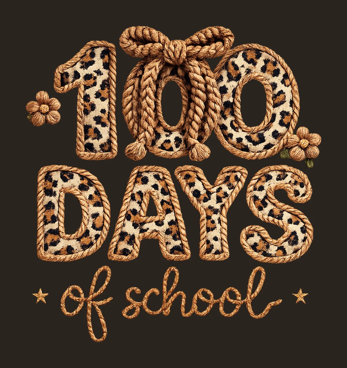 100 Days of School Leopard Yarn Design Western School contrast preview thumbnail