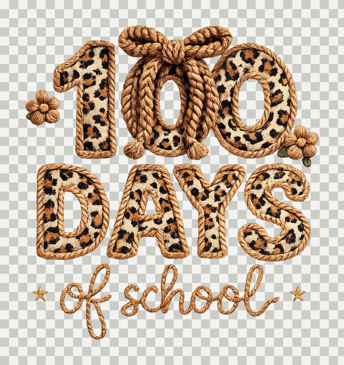 100 Days of School Leopard Yarn Design Western School transparency and detail preview thumbnail