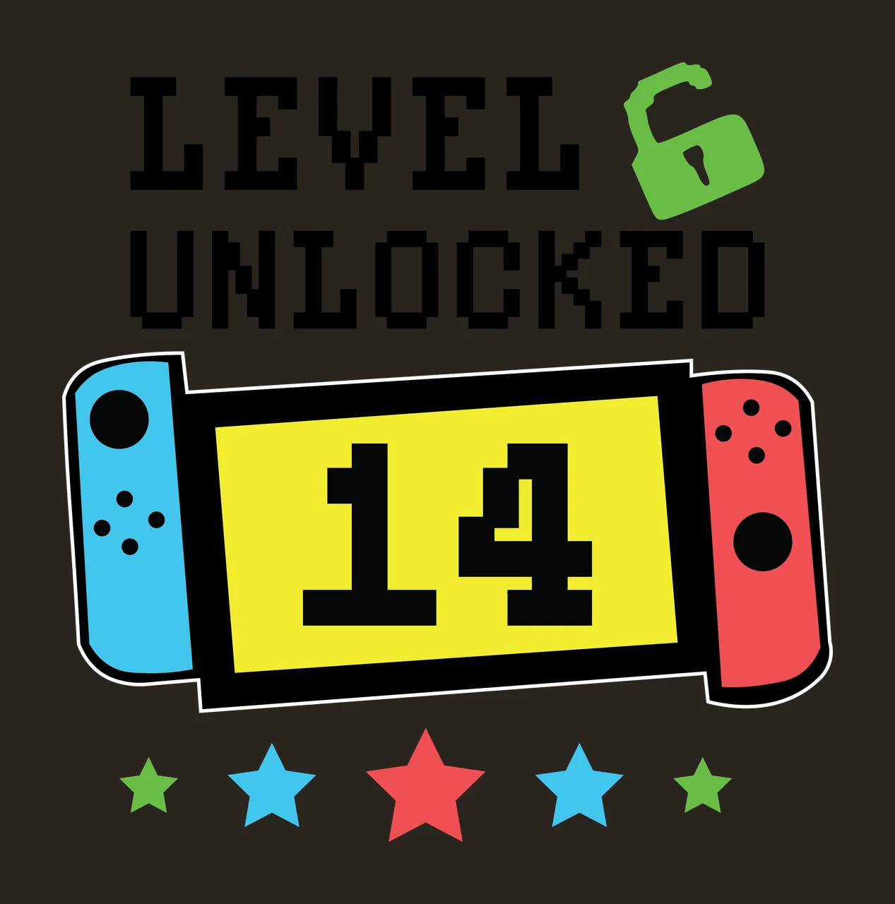 Level Unlocked Pixel Text Design Achievement graphic Celebrating contrast preview thumbnail