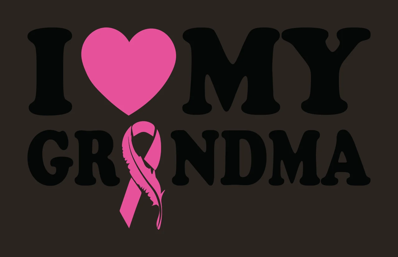 I Heart Grandma Text With A Feather Awareness ribbon silhouette contrast preview thumbnail