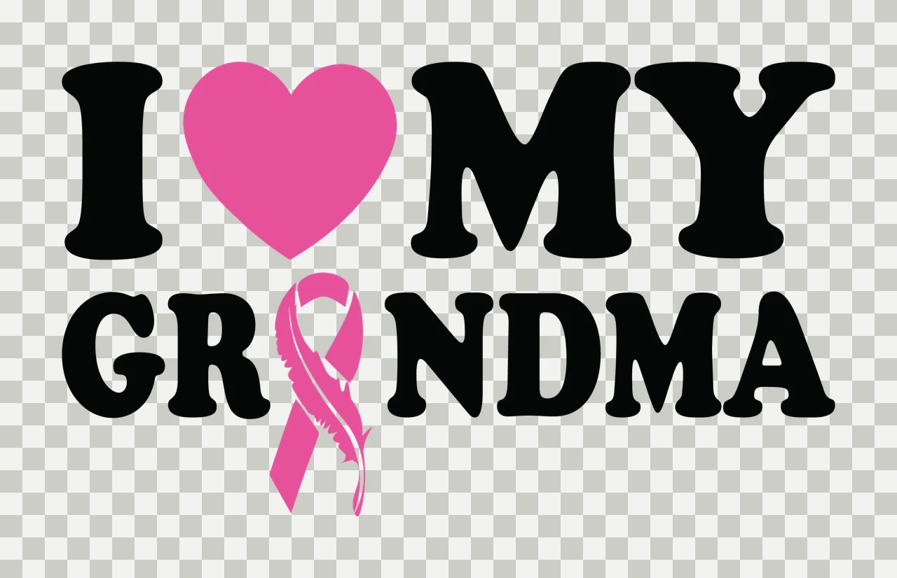 I Heart Grandma Text With A Feather Awareness ribbon silhouette transparency and detail preview thumbnail