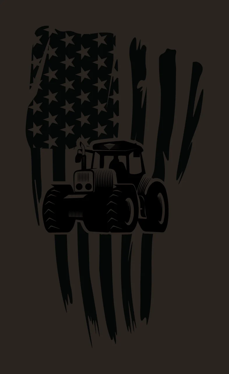 Tractor Flag Over Distressed Silhouette farming stars stripes contrast preview thumbnail
