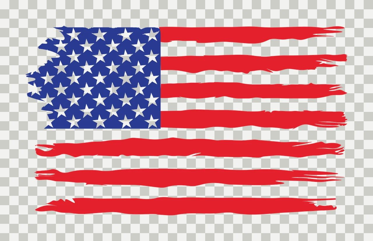 Flag Horizontal Black And White With Distressed Brush stars transparency and detail preview thumbnail