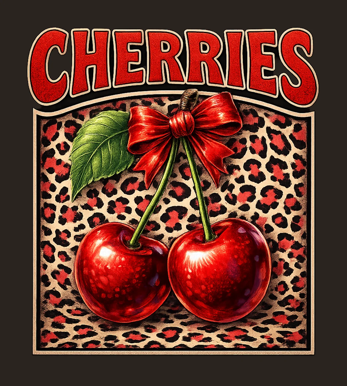 Retro Cherry Coquette Trendy Bow Design Aesthetic Cheetah contrast preview thumbnail
