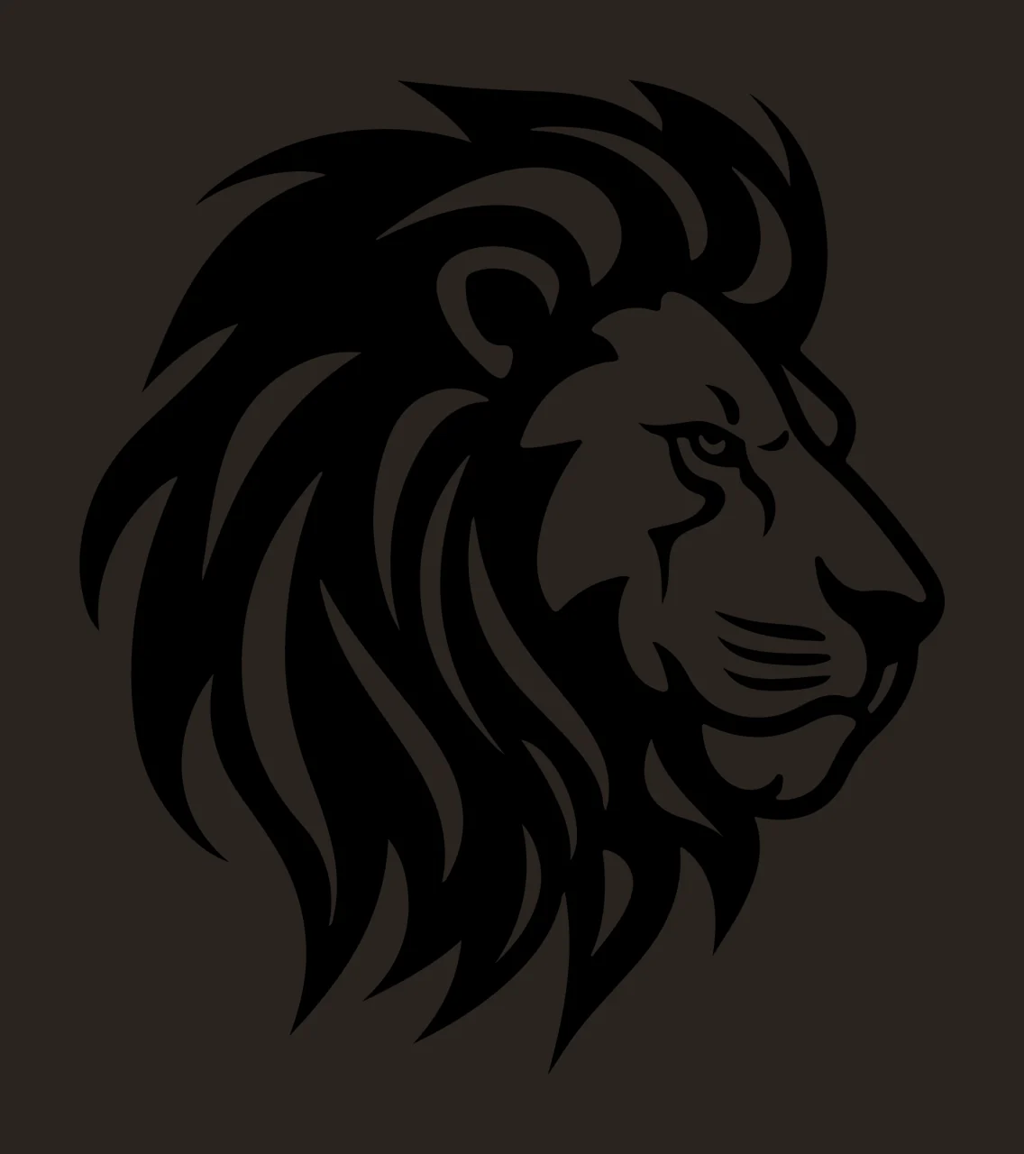 Lion Head Silhouette Profile View tribal black mane animal contrast preview thumbnail