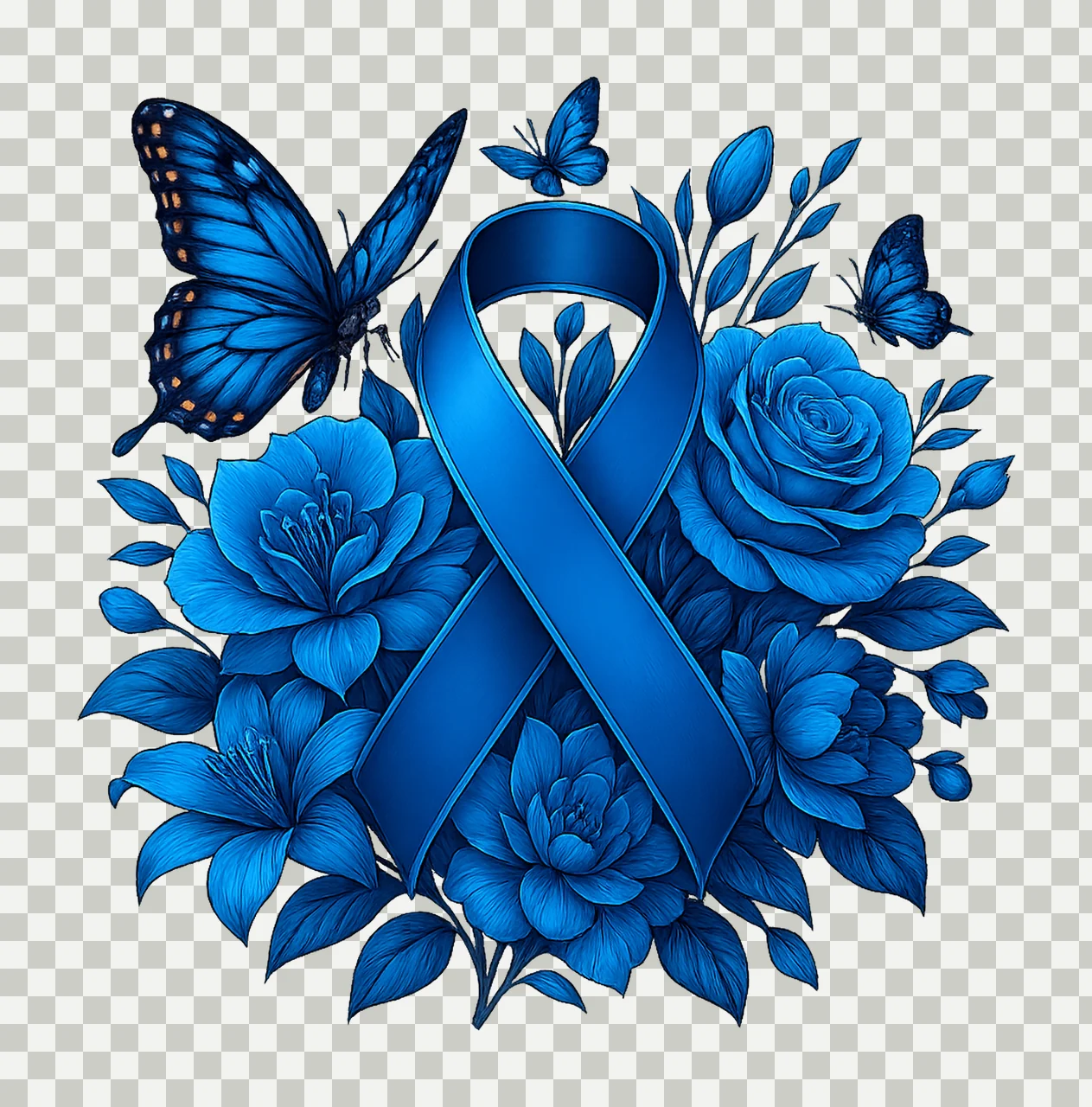 Blue Awareness Ribbon for Cancer Awareness Colon Cancer transparency and detail preview thumbnail