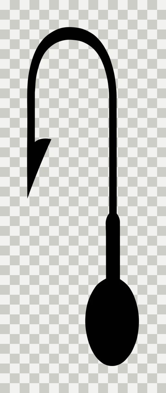 Fishing Hook With Weight hanging silhouette black sport tool transparency and detail preview thumbnail