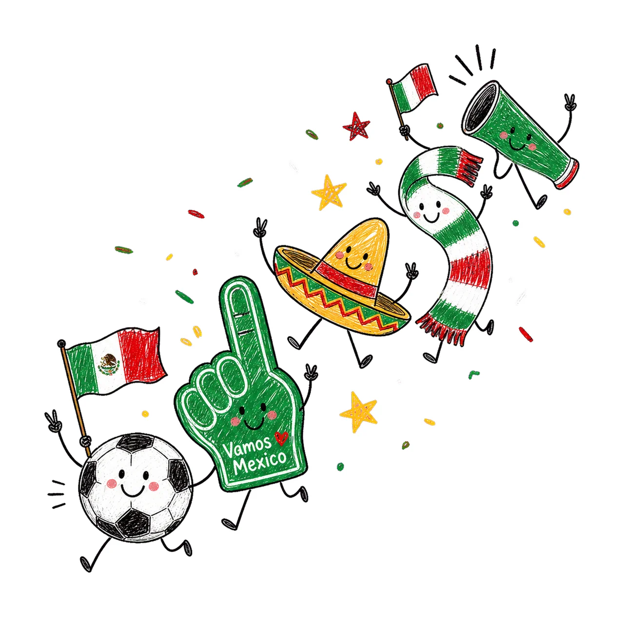 Mexico Soccer Doodle Fan sublimation instant Variation B