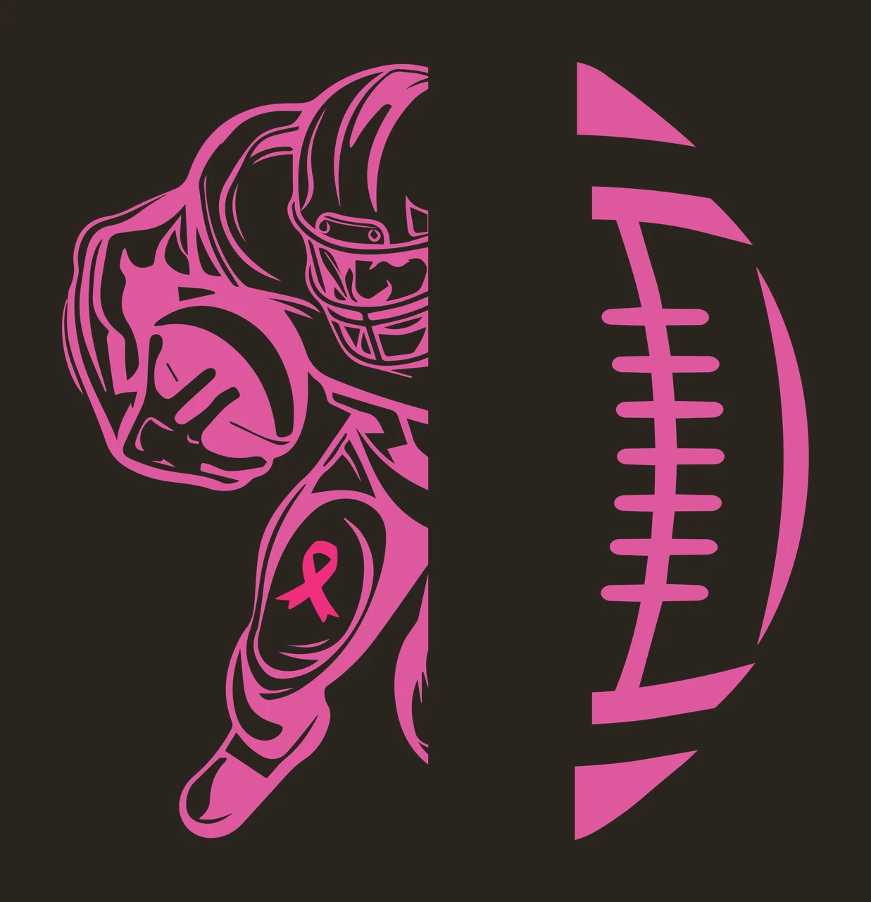 Football American Player And Ball Half running helmet ribbon contrast preview thumbnail