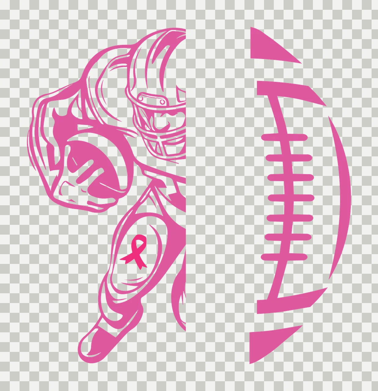 Football American Player And Ball Half running helmet ribbon transparency and detail preview thumbnail