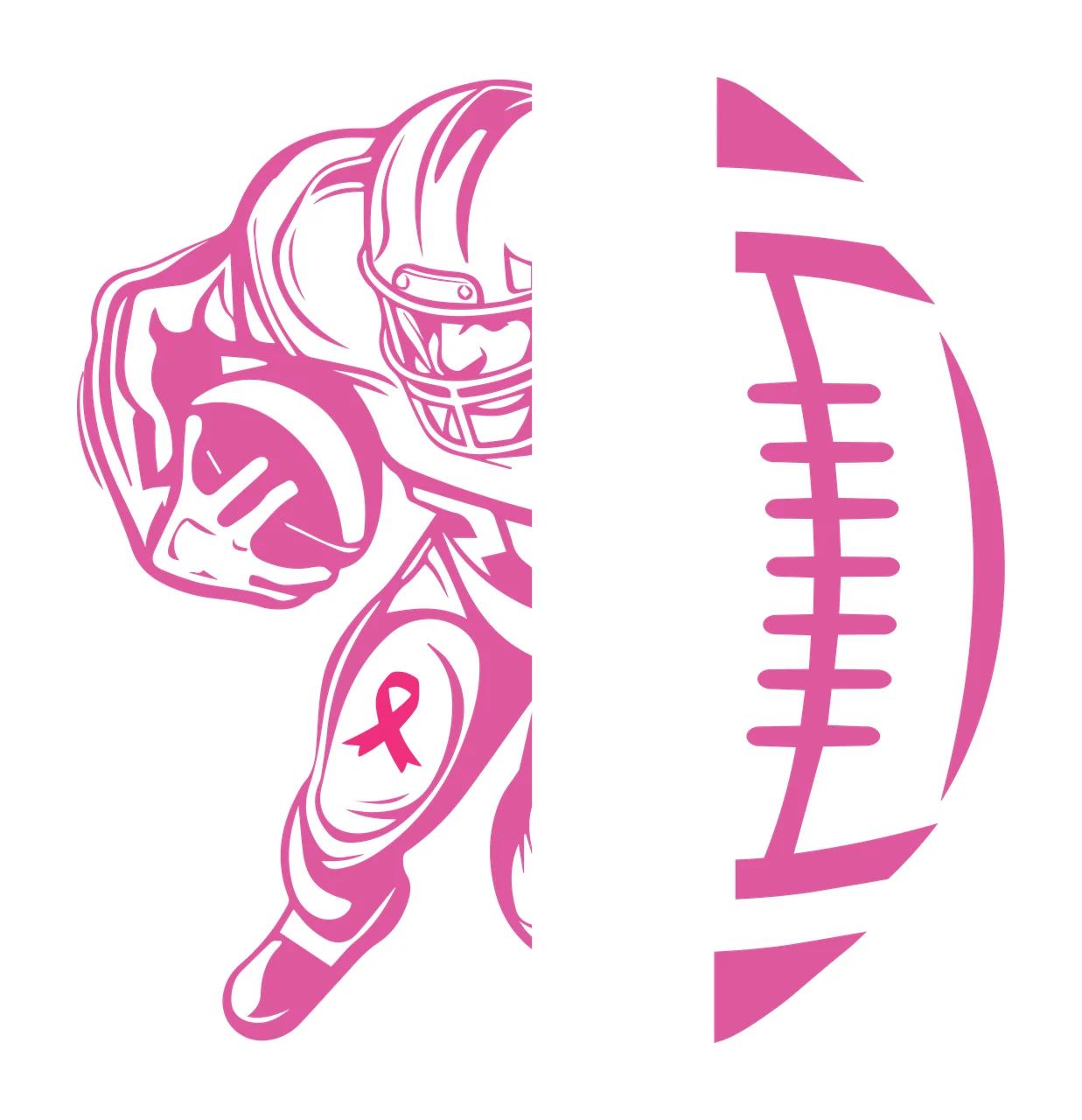 Football American Player And Ball Half running helmet ribbon