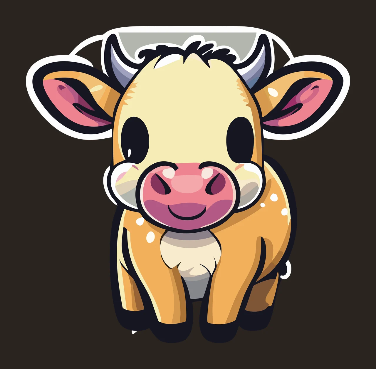 Animal Black Silhouette Of A Calf Face line art white plain background contrast preview thumbnail