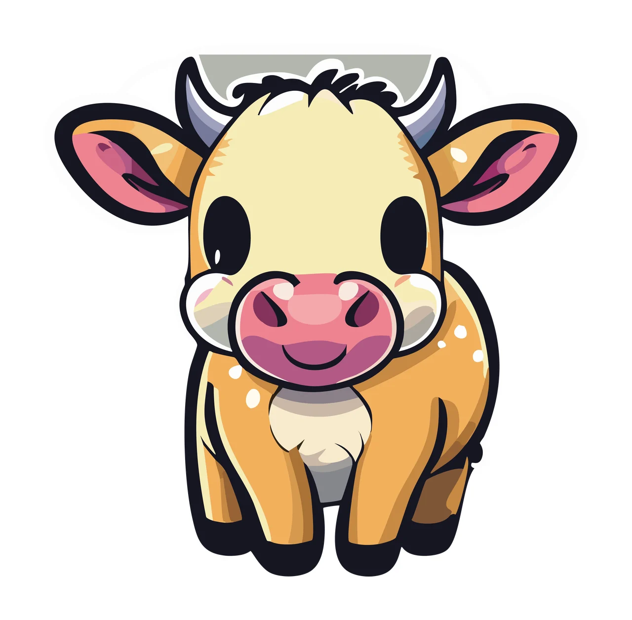 Animal Black Silhouette Of A Calf Face line art white plain background