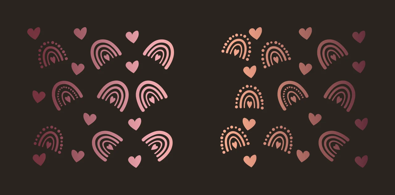 Rainbow Can Glass Wrap Small Hearts Pattern Graphic and heart icons contrast preview thumbnail