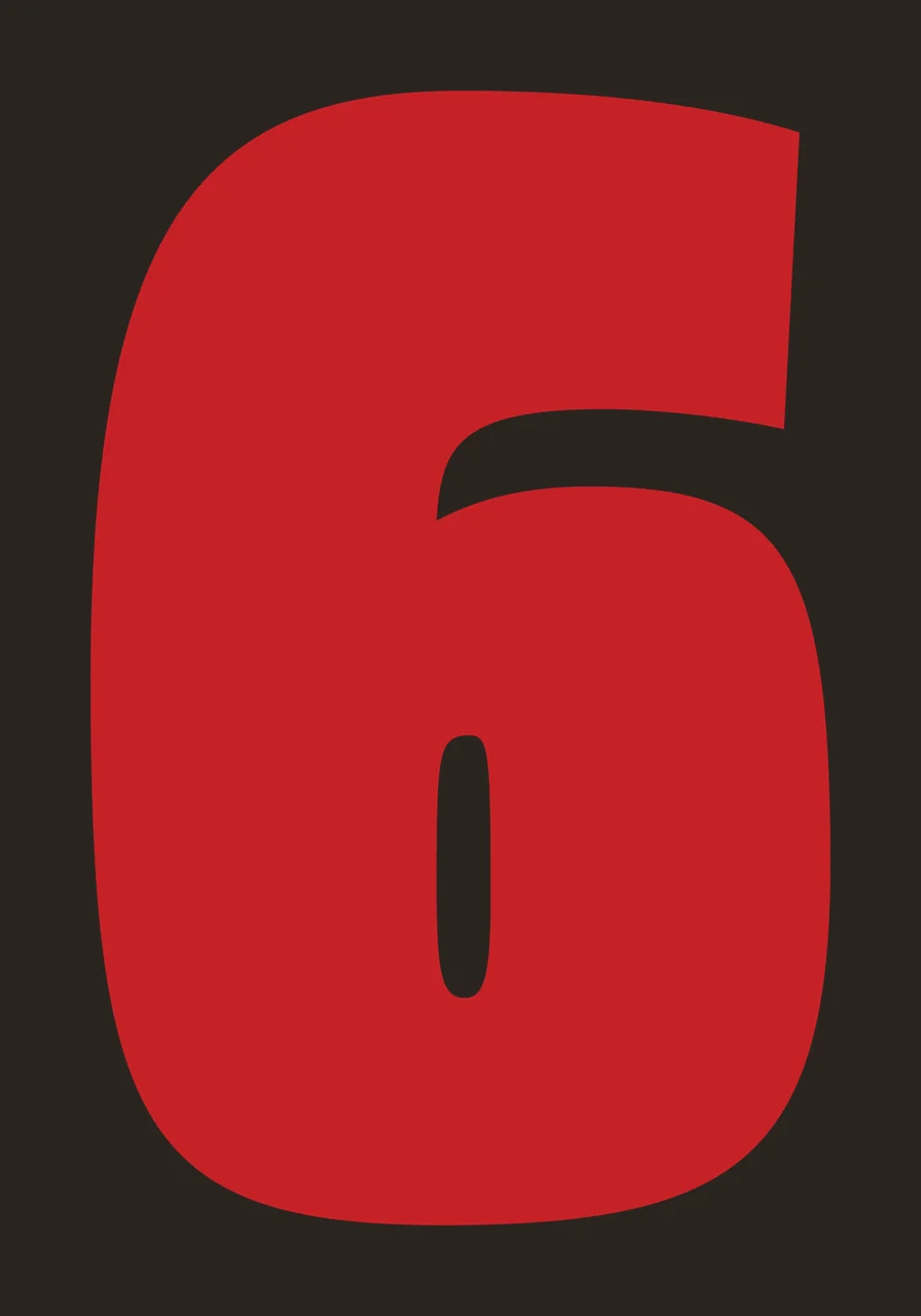 6 Number Large Bold Font Standing sans serif black Plain background contrast preview thumbnail