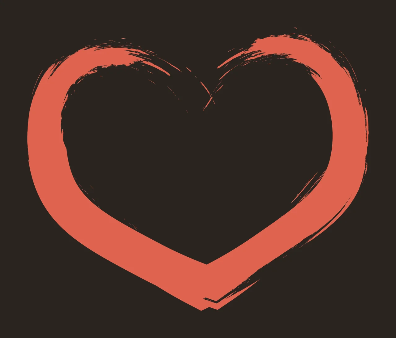Brush Heart Outline Stroke painting Black Plain background contrast preview thumbnail