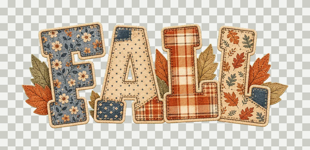 Flannel Fall Letters Word Quote Fall Shirt Variation A transparency and detail preview thumbnail