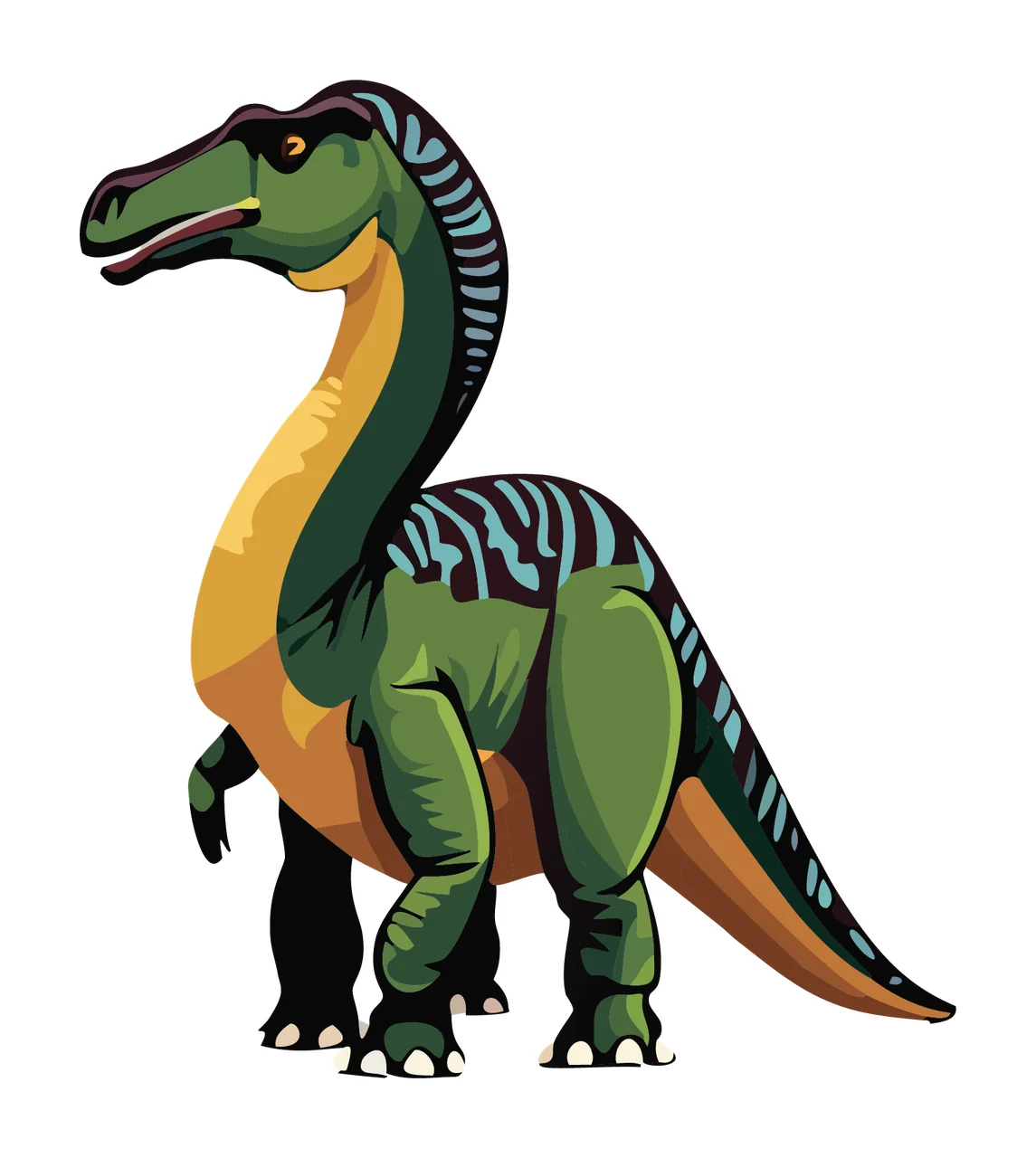 Dinosaur Black Silhouette Long Neck standing outline white