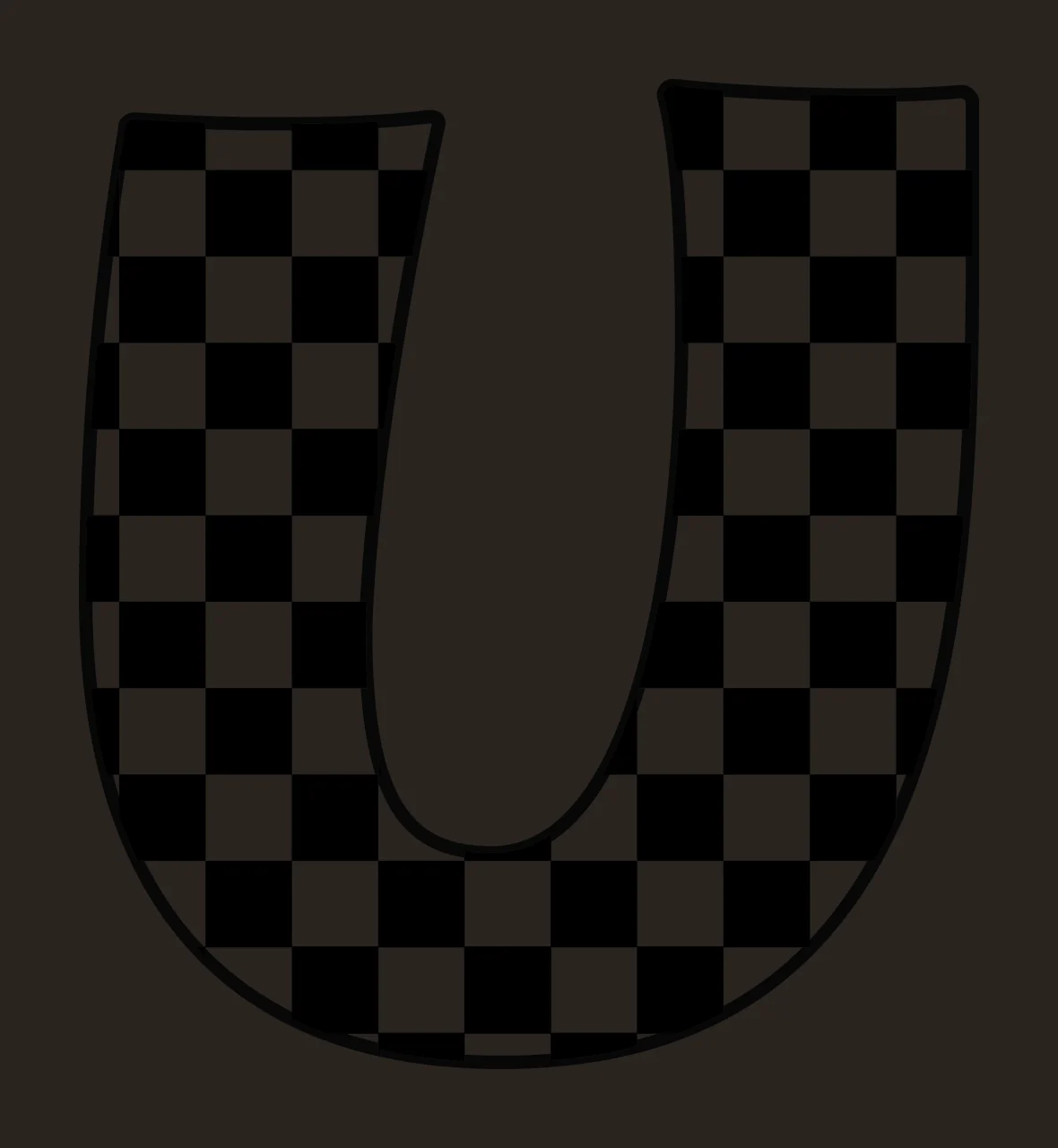 Can Glass Wrap U Letter With Checkered Pattern contrast preview thumbnail