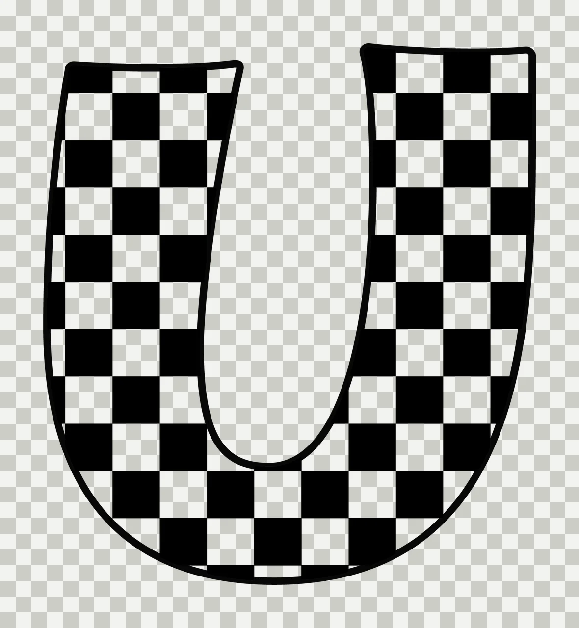 Can Glass Wrap U Letter With Checkered Pattern transparency and detail preview thumbnail
