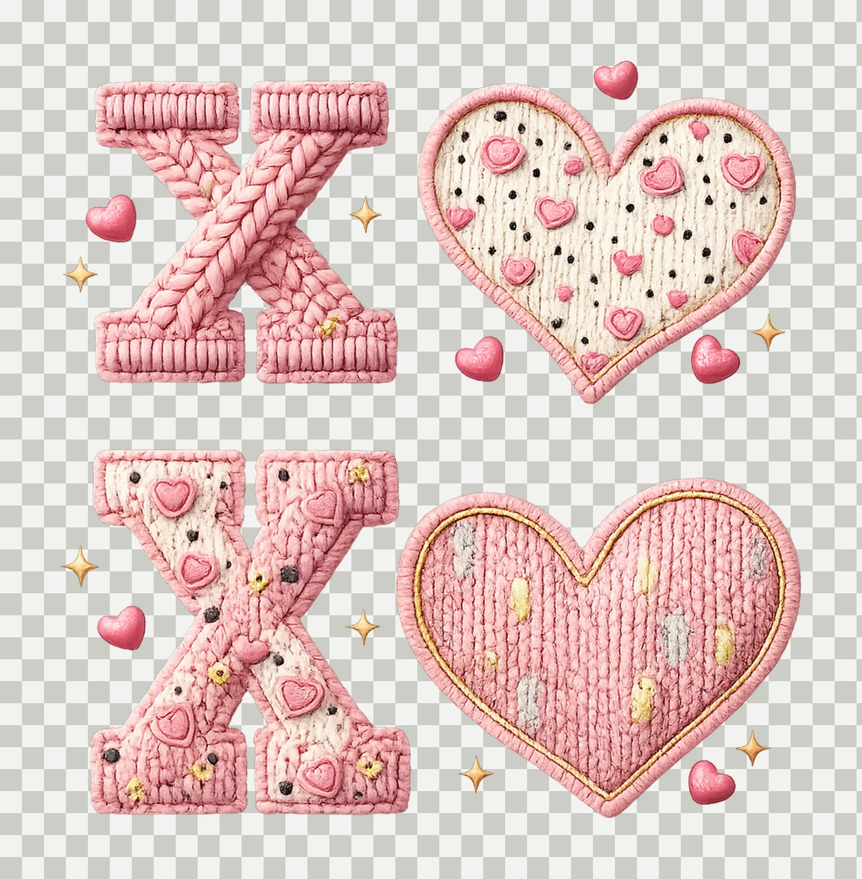 Xoxo knit crochet design trendy Valentine faux yarn Artwork transparency and detail preview thumbnail