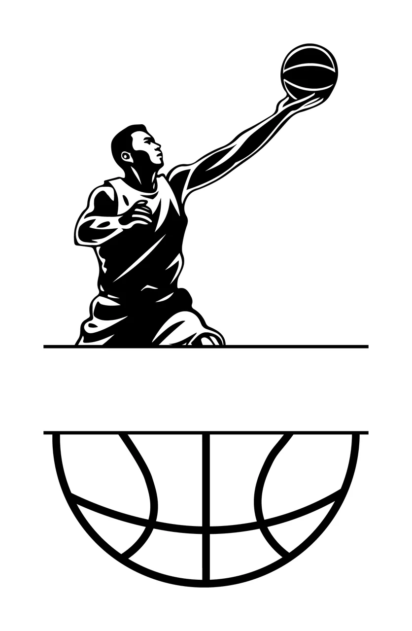 Ball Basketball Player Reaching person black white plain sports