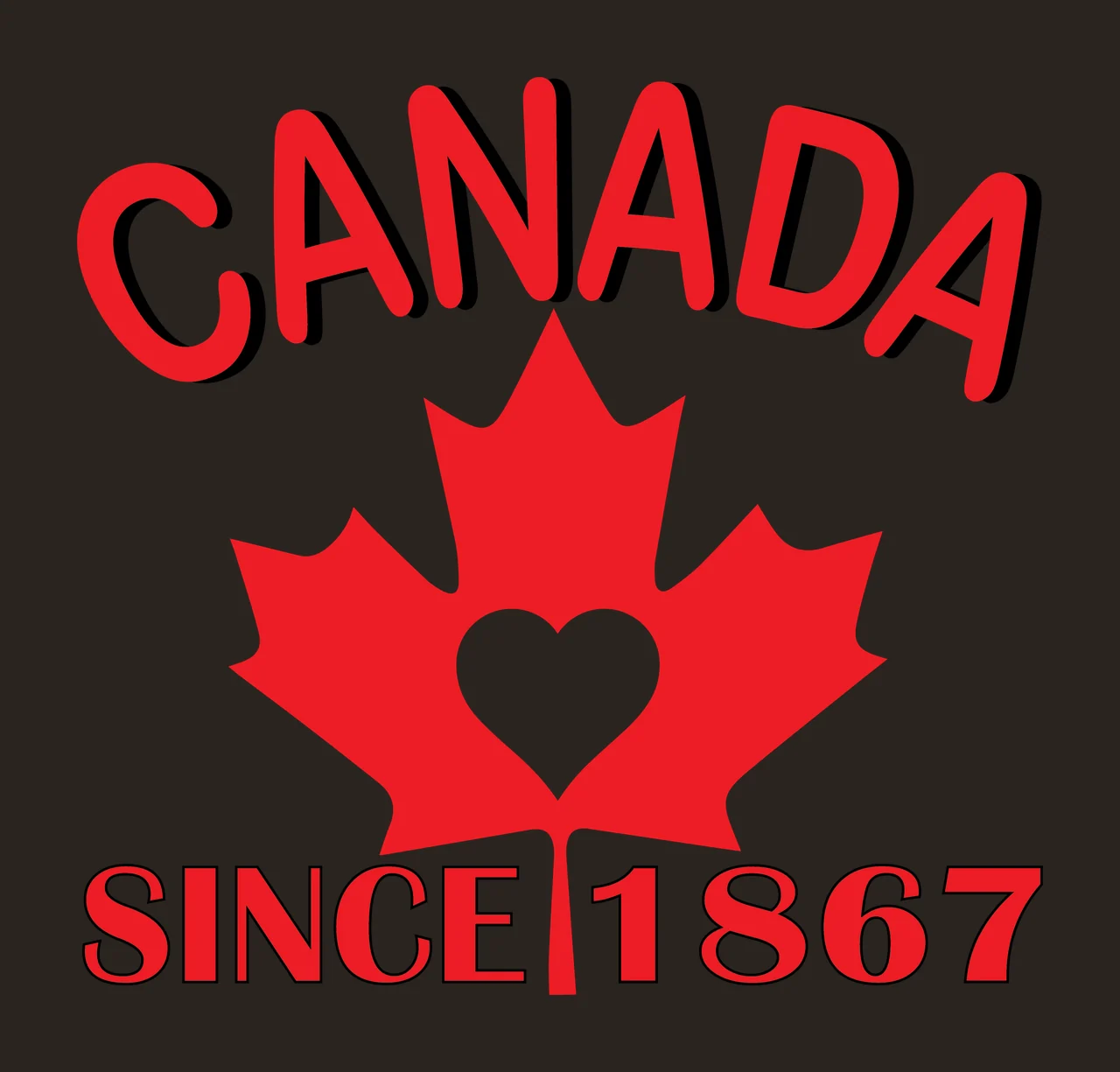 Canada Maple Leaf Text and Heart Typography Black White contrast preview thumbnail