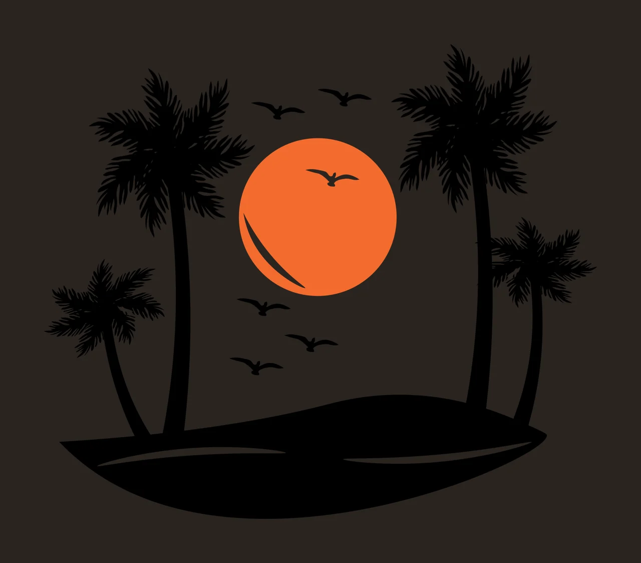 Palm Tree Tropical Island Trees Sunset Silhouette floating contrast preview thumbnail