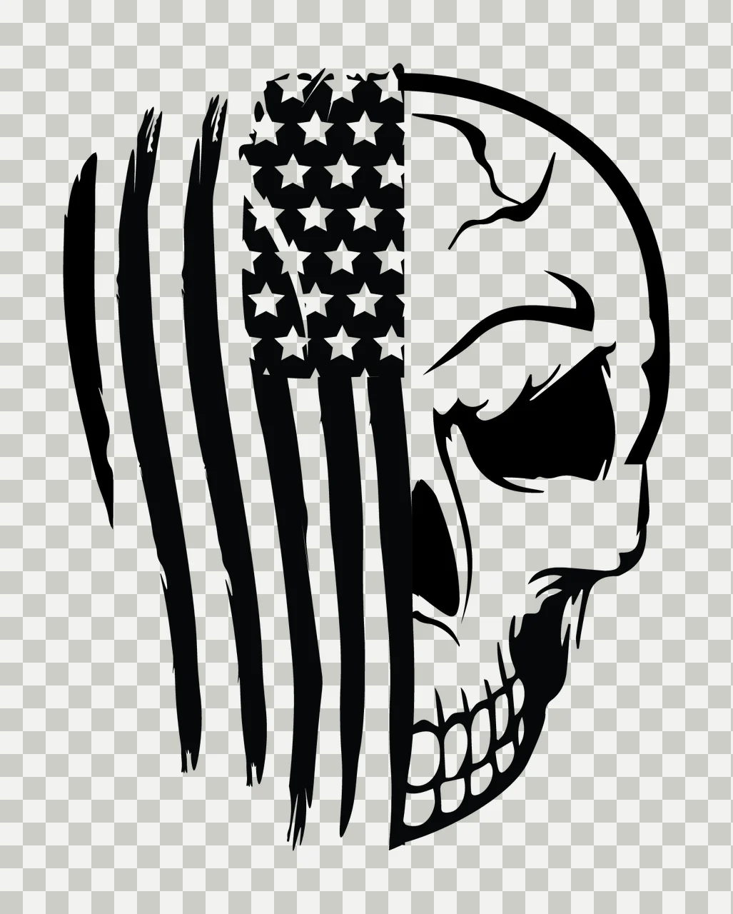 Skull With Vertical Flag Graphic silhouette black white bones transparency and detail preview thumbnail